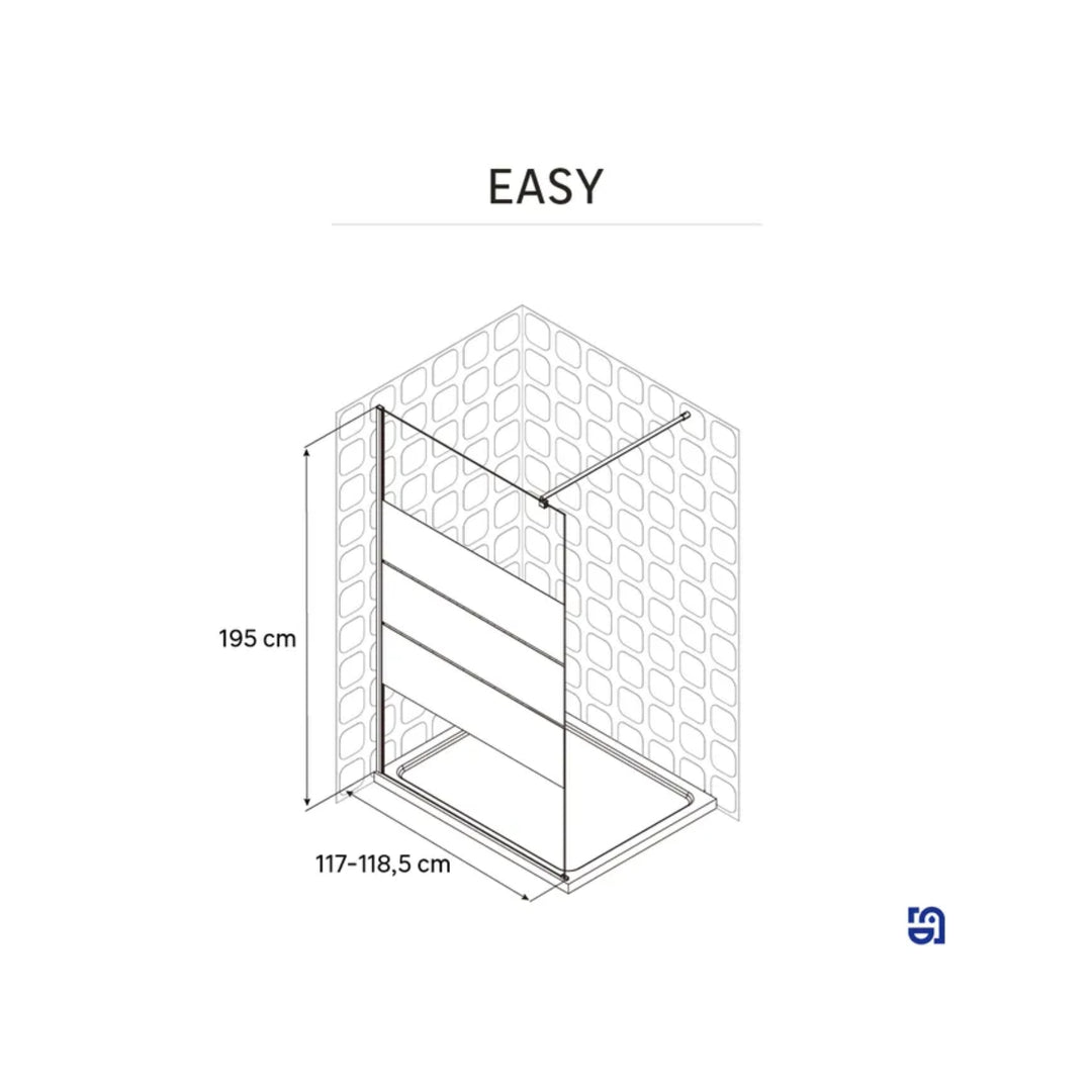 Paroi de douche à l'italienne SENSEA Easy verre sérigraphié, l.120 cm, Ep. 6 mm chromé