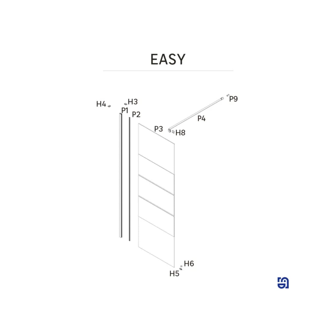 Paroi de douche à l'italienne SENSEA Easy verre sérigraphié, l.120 cm, Ep. 6 mm chromé