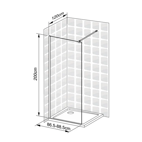 Paroi de douche à l'italienne verre transparent SENSEA Remix l.90cm, Ep. 8mm chromé — photo produit