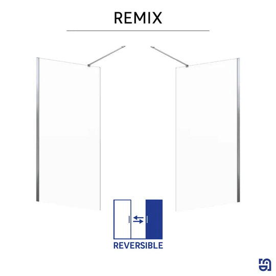 Paroi de douche à l'italienne verre transparent SENSEA Remix l.90cm, Ep. 8mm chromé — photo produit