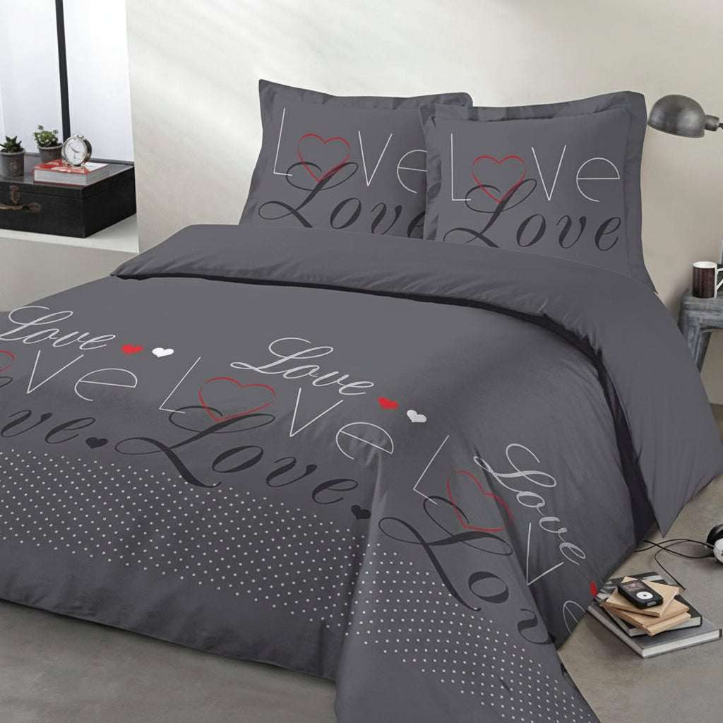 Parure de lit Love 2 personnes  100% coton