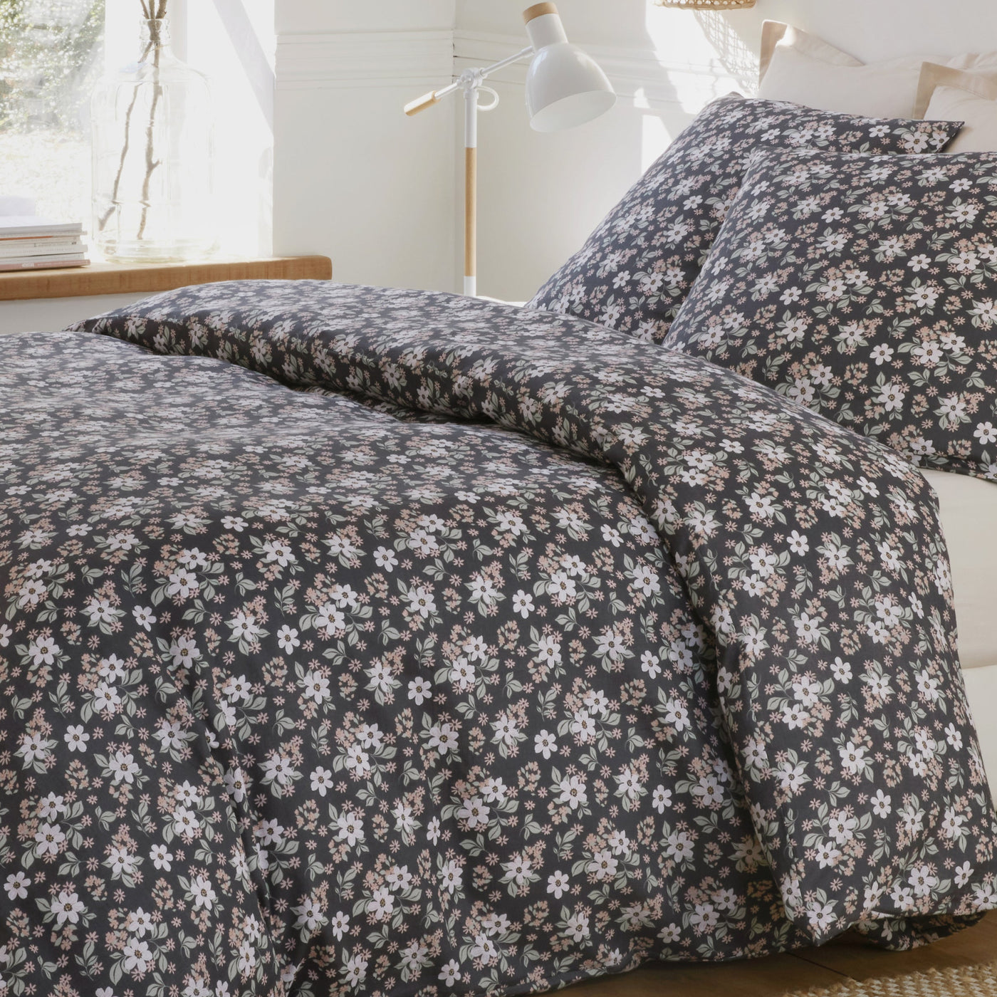 Housse de couette + taies en gaze de coton imprimée SAKURIA