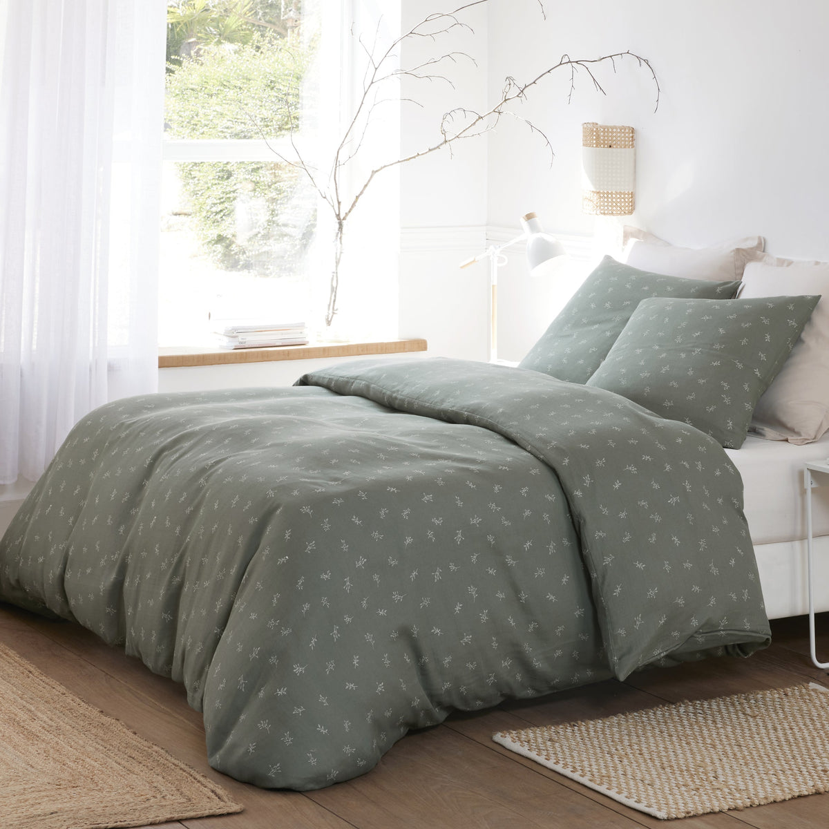 Parure de lit Bâton Rouge en double gaze de coton imprimée