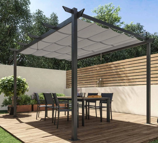 Pergola autoportante  NATERIAL Omega en aluminium gris anthracite 2,82x4m — photo produit