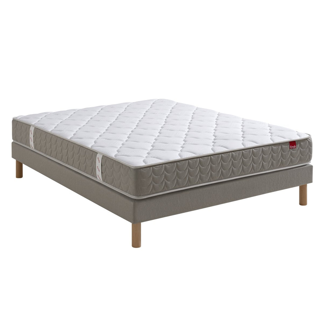 Ensemble matelas Erisia et sommier tapissier nature EPEDA 140x190cm