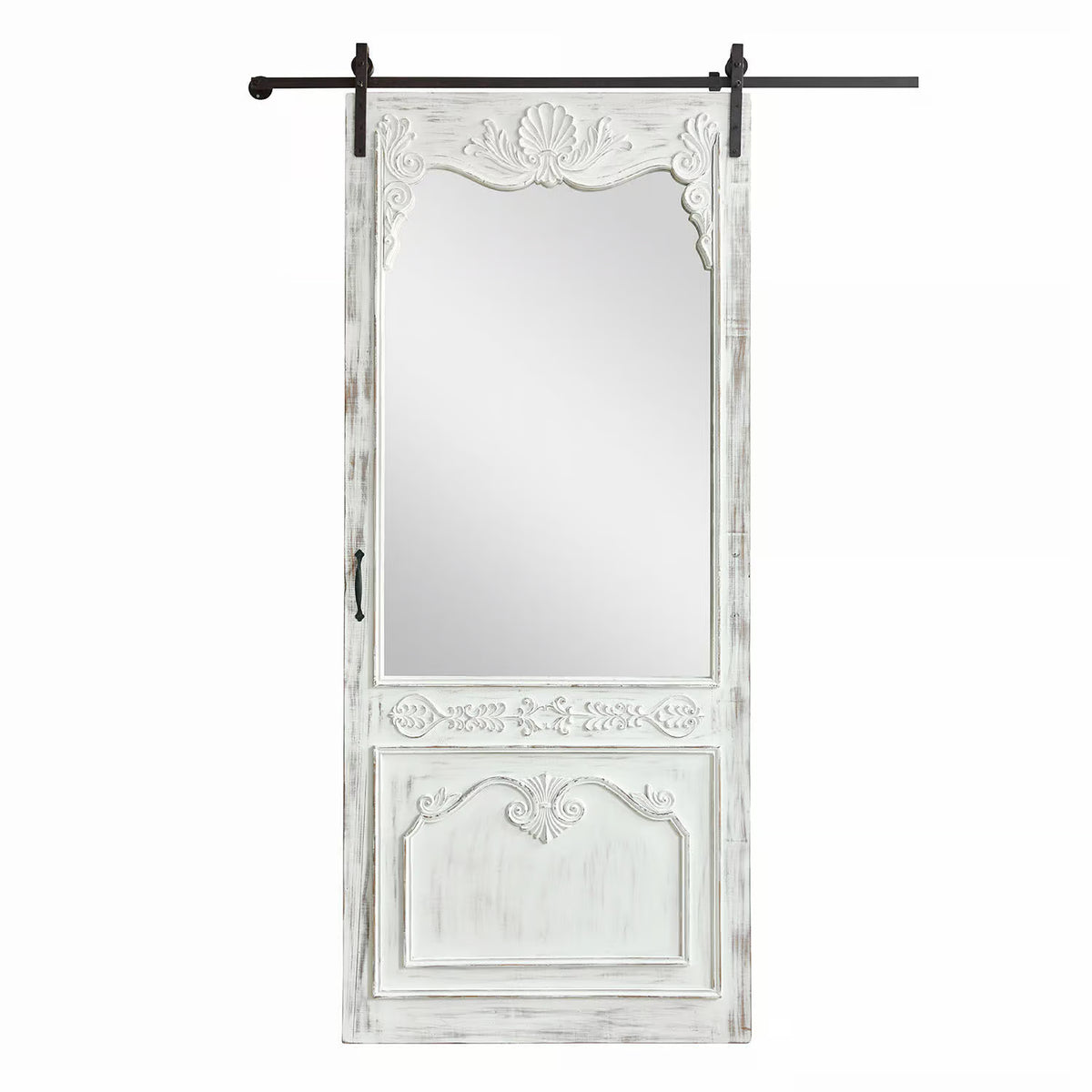 Porte coulissante LOBERON Penworth blanc vieilli avec miroir
