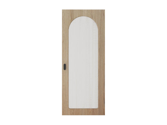 Porte coulissante VENTE-UNIQUE Odeza en bois avec arche naturel en verre trempé cannelé