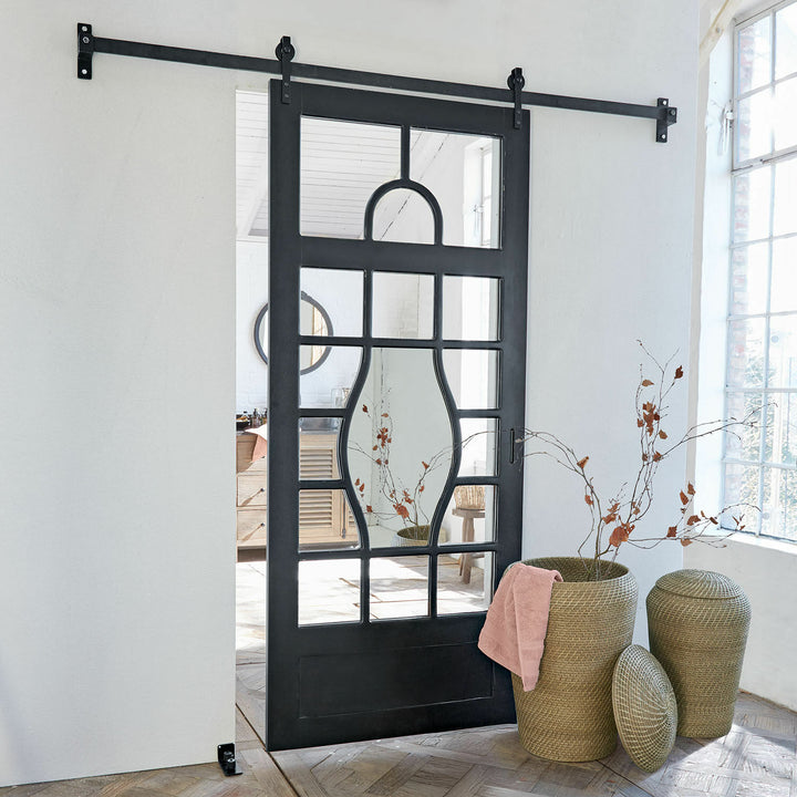 Porte coulissante LOBERON Wilmorton noire avec miroir