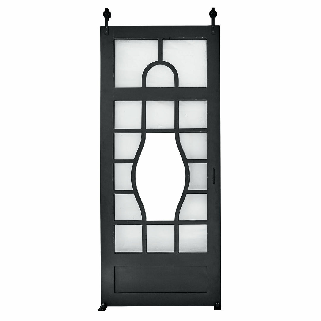 Porte coulissante LOBERON Wilmorton noire avec miroir — photo produit