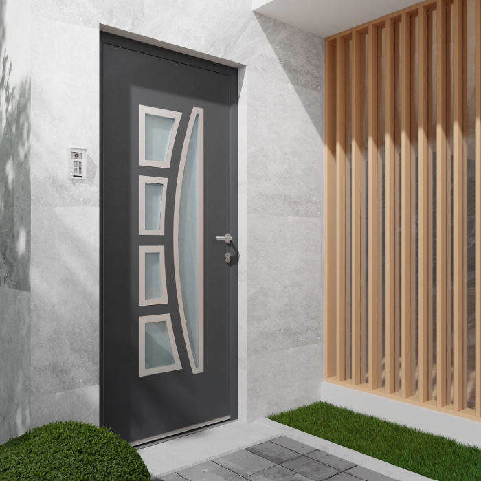 Porte d'entrée RIWA Essentiel vitrée en aluminium gris anthracite H.215 x l.90 cm poussant gauche — photo produit