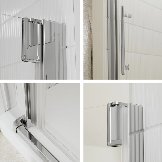 Porte de douche pivotante SENSEA Remix l.100cm vitrage transparent chromé — photo produit