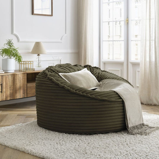Pouf BOBOCHIC Socrate gros côtelé doux vert
