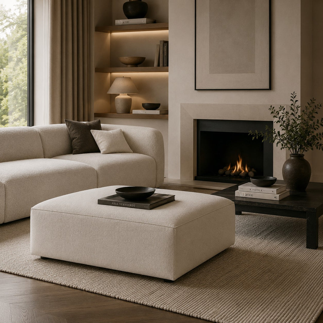 Pouf MICADONI Jodie en tissu beige