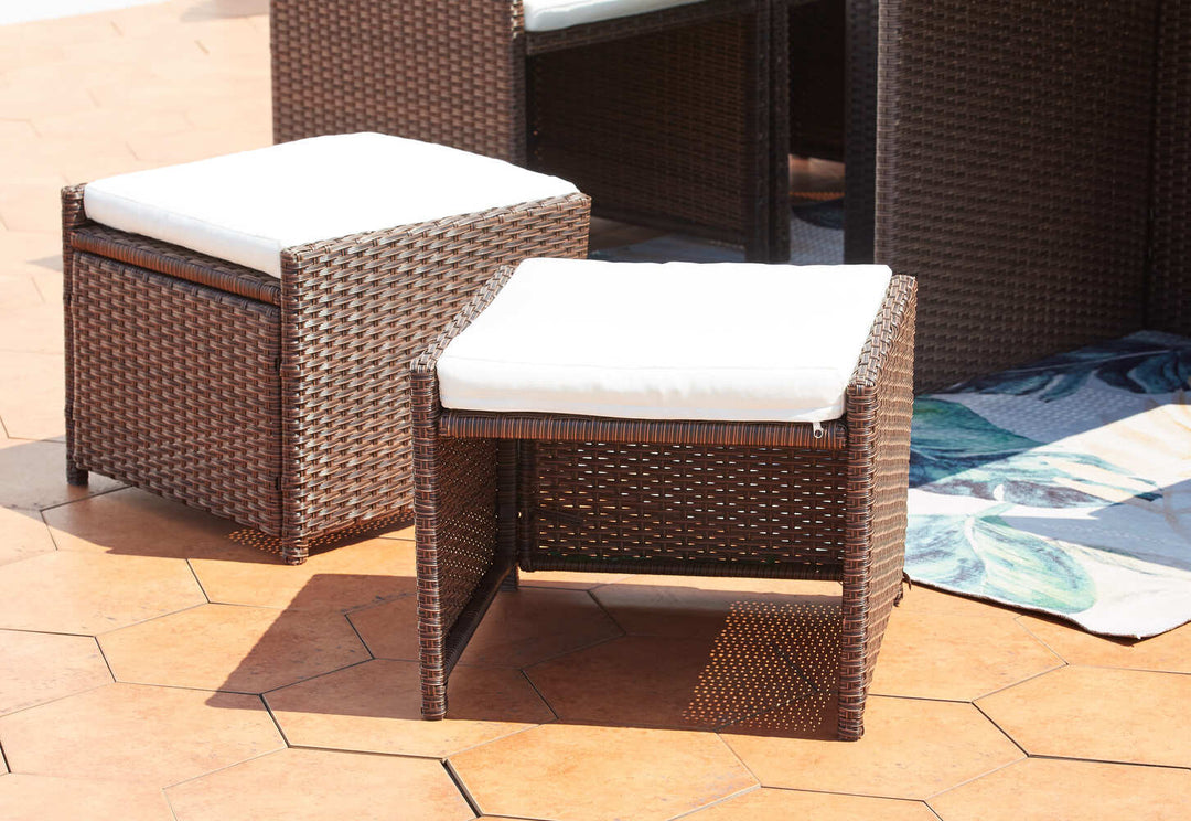 pouf Miami 10 Marron et blanc