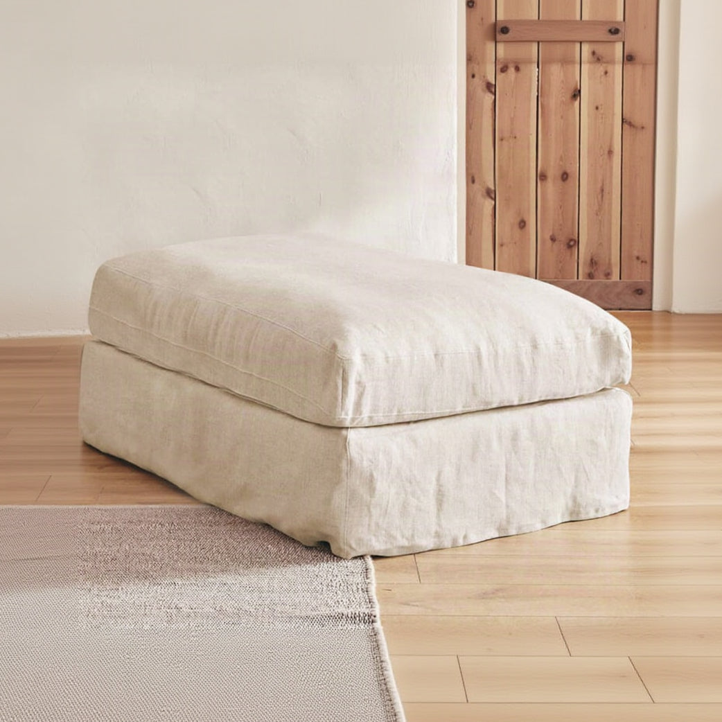 Pouf KIPLI Leno en lin écru — photo produit