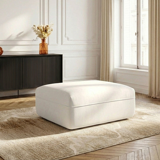 Pouf BOBOCHIC Luigi en tissu lisse beige — photo produit