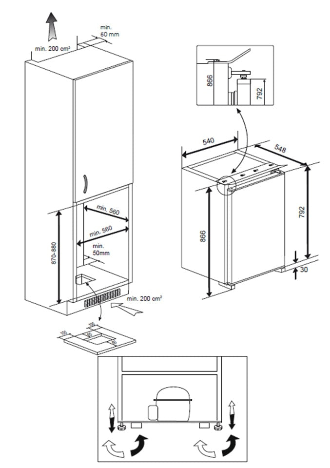 Réfrigérateur encastrable BEKO B1854N 110L