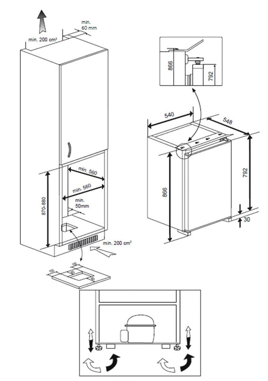 Réfrigérateur encastrable BEKO B1854N 110L