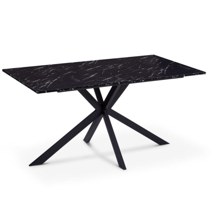 Table repas Glam 160 cm effet marbre noir