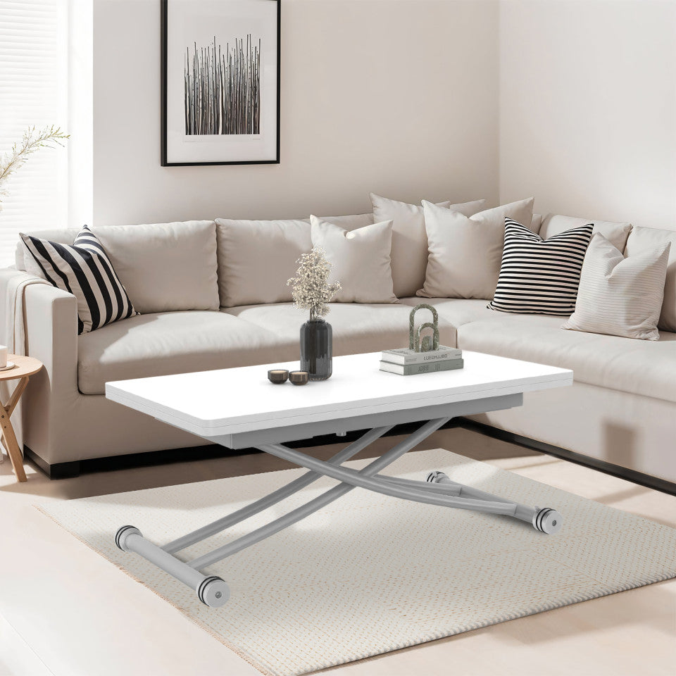 Table basse relevable 2 en 1 Tribeca blanche