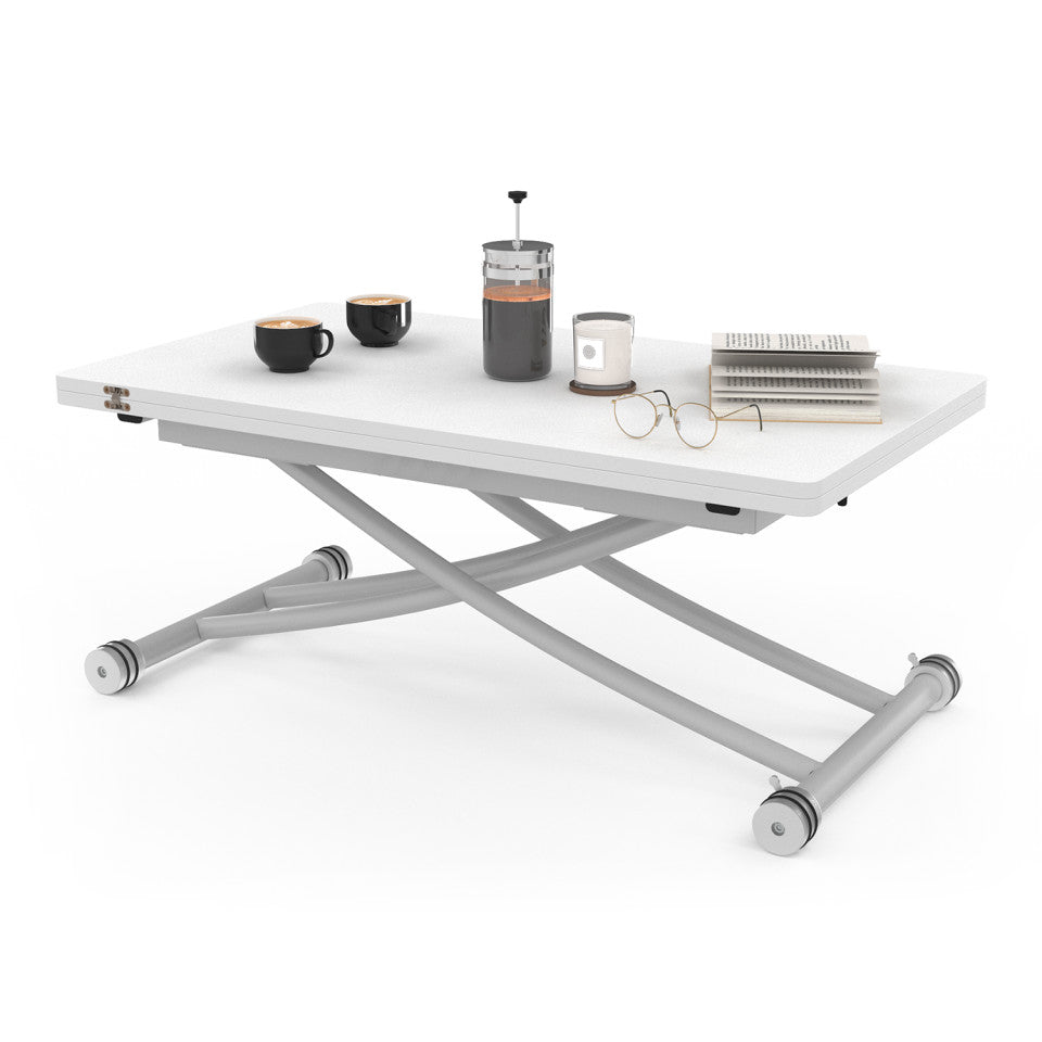 Table basse relevable 2 en 1 Tribeca blanche