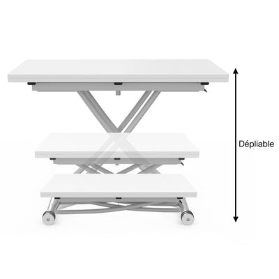 Table basse relevable 2 en 1 Tribeca blanche