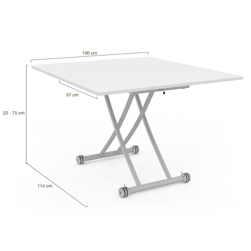 Table basse relevable 2 en 1 Tribeca blanche
