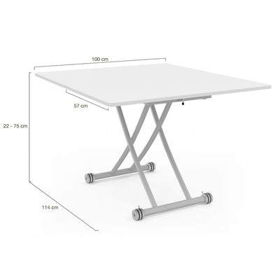 Table basse relevable 2 en 1 Tribeca blanche