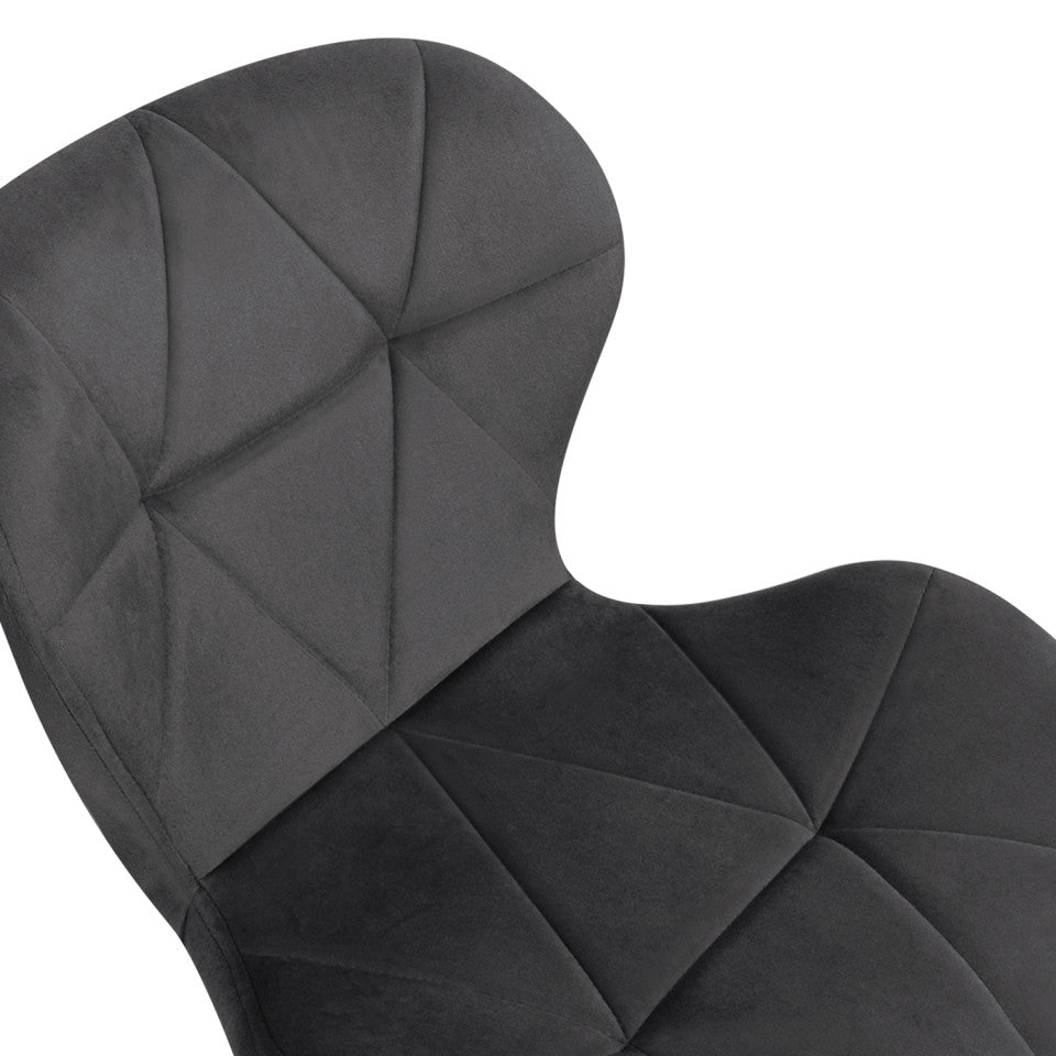 Lot de 2 chaises DAISY en velours Gris et pieds Noirs