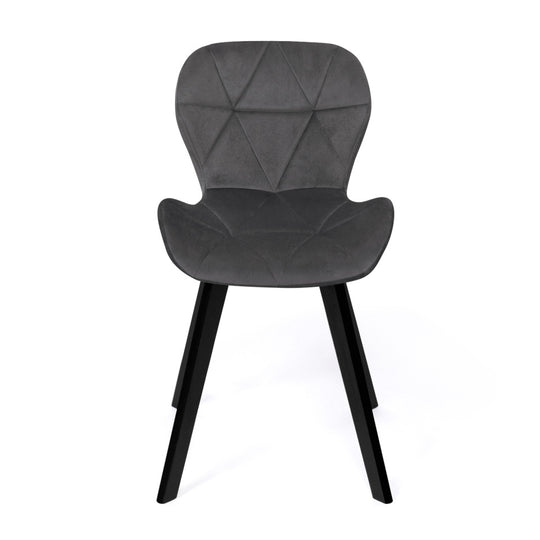 Lot de 2 chaises DAISY en velours Gris et pieds Noirs