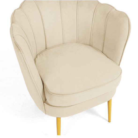 Fauteuil Arielle beige pieds dorés