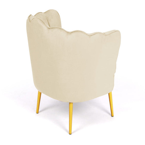 Fauteuil Arielle beige pieds dorés