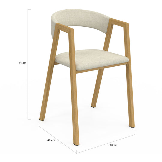 Lot de 4 chaises Enola en tissu beige et pieds effet bois