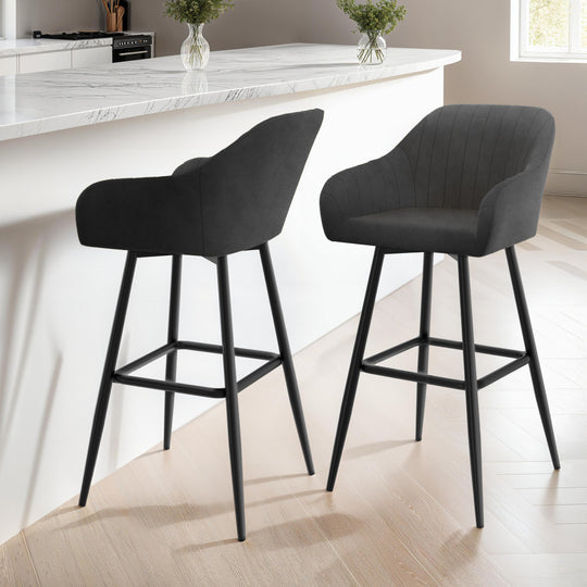Lot de 2 tabourets Arriana Gris fonce