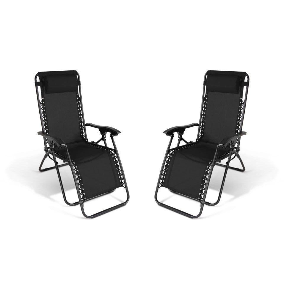 Lot de 2 fauteuils de jardin Relax inclinables noirs