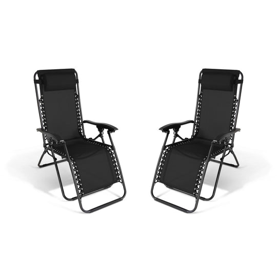 Lot de 2 fauteuils de jardin Relax inclinables noirs