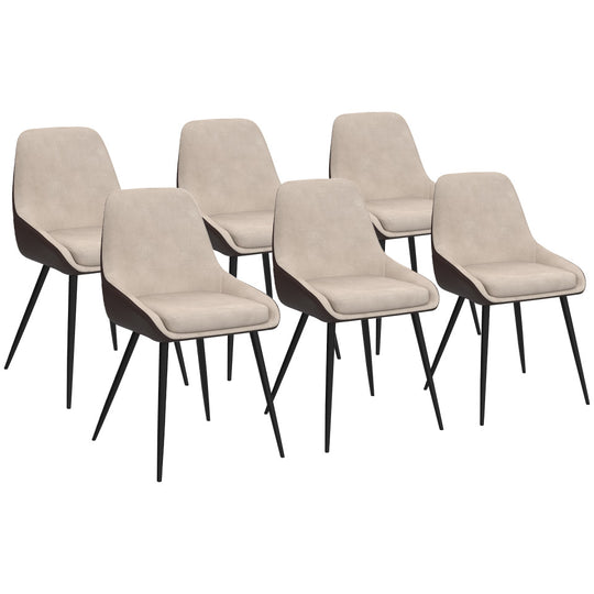 Lot de 6 chaises Ornella bi-matière taupe et marron pieds métal noirs