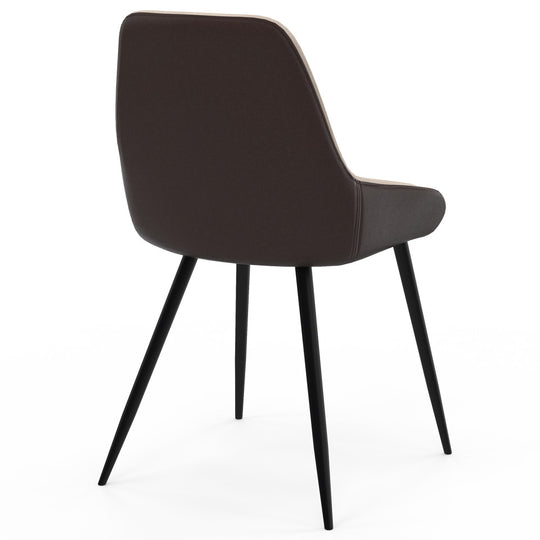 Lot de 6 chaises Ornella bi-matière taupe et marron pieds métal noirs