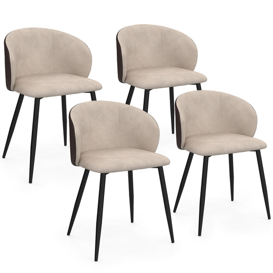Lot de 4 chaises Léona bi-matière taupe et marron pieds métal noirs