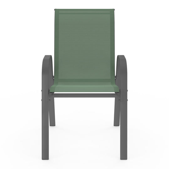 Lot de 6 chaises de jardin empilables textilène vert