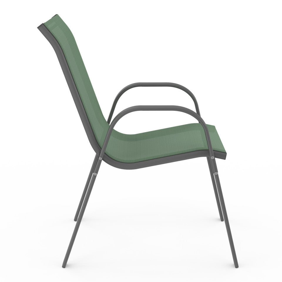 Lot de 6 chaises de jardin empilables textilène vert