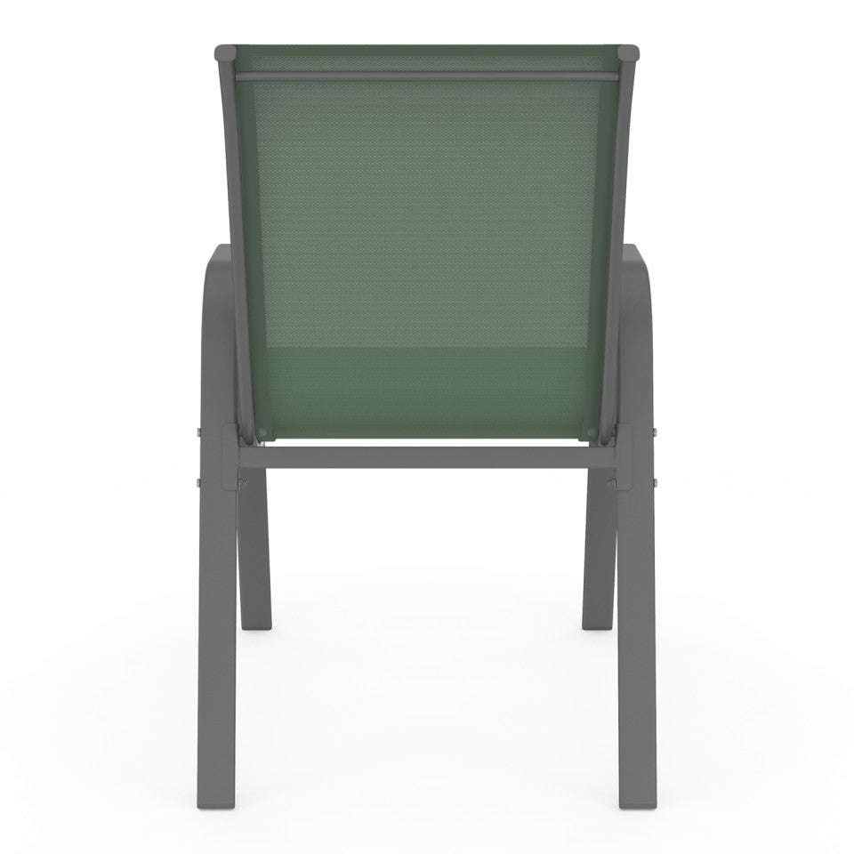 Lot de 6 chaises de jardin empilables textilène vert