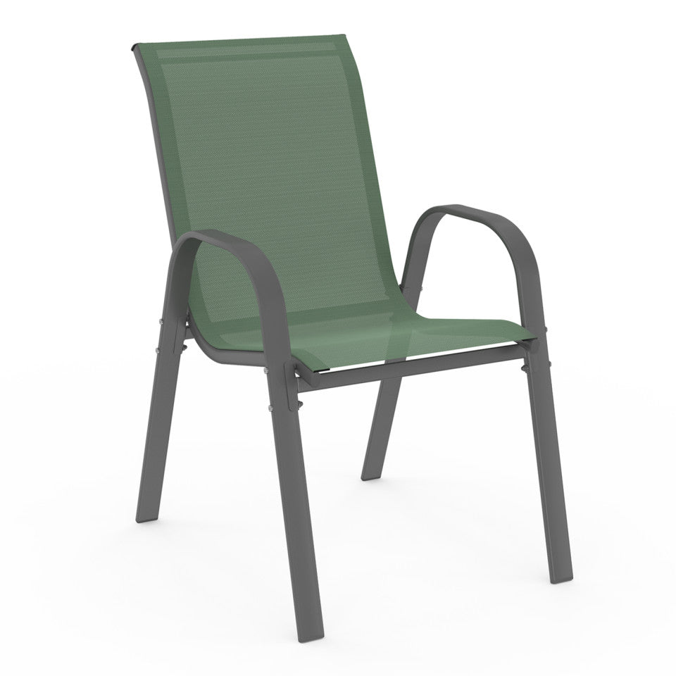 Lot de 6 chaises de jardin empilables textilène vert