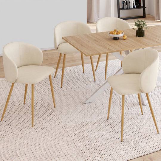 Lot de 4 chaises Léona en velours beige et pieds métal