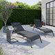 Lot de 2 Transats inclinables Mindoro 5 positions avec table d'appoint