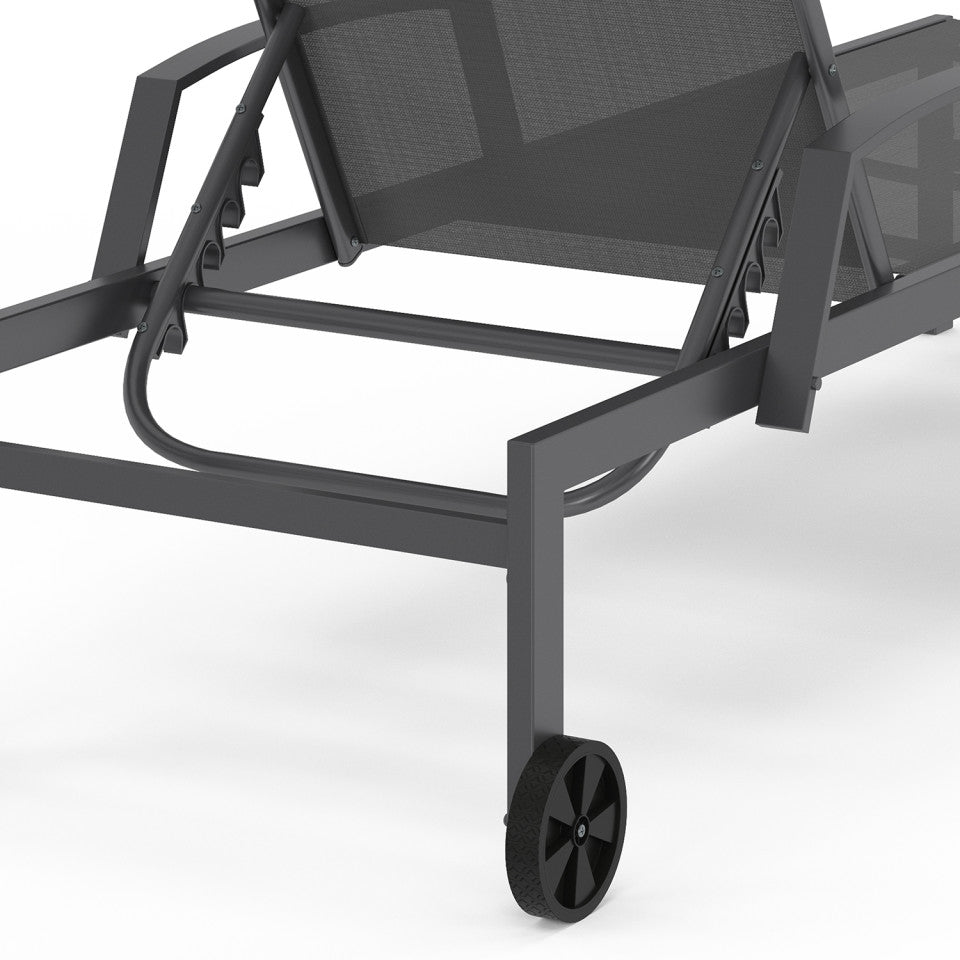 Lot de 2 Transats inclinables Bornéo 5 positions avec tablette