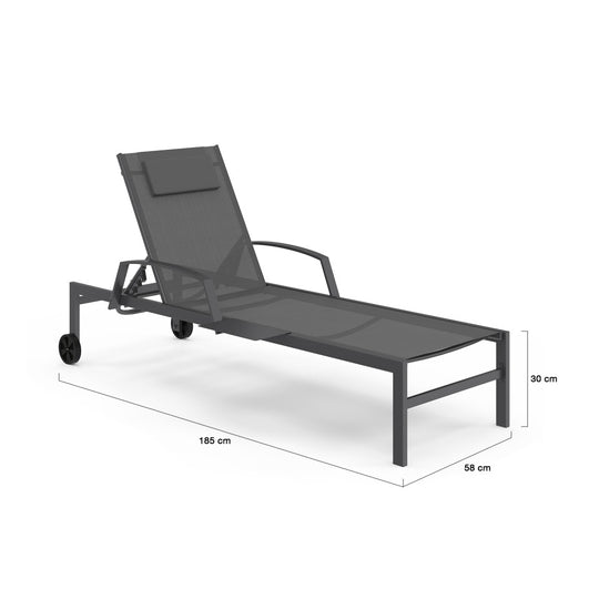 Lot de 2 Transats inclinables Bornéo 5 positions avec tablette