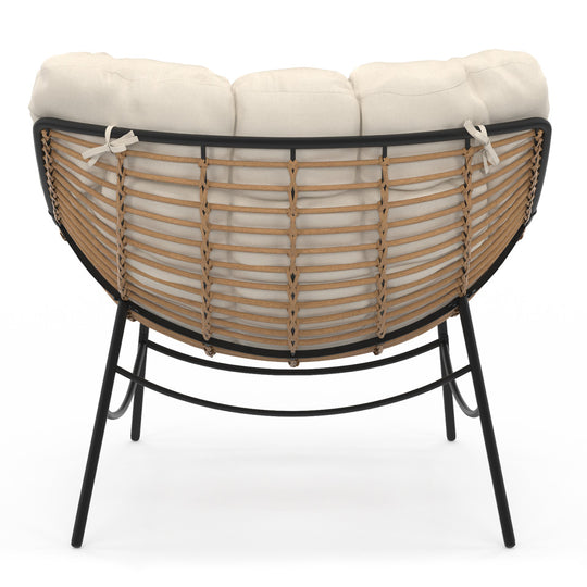 Fauteuil de jardin Lois rotin et coussin écru