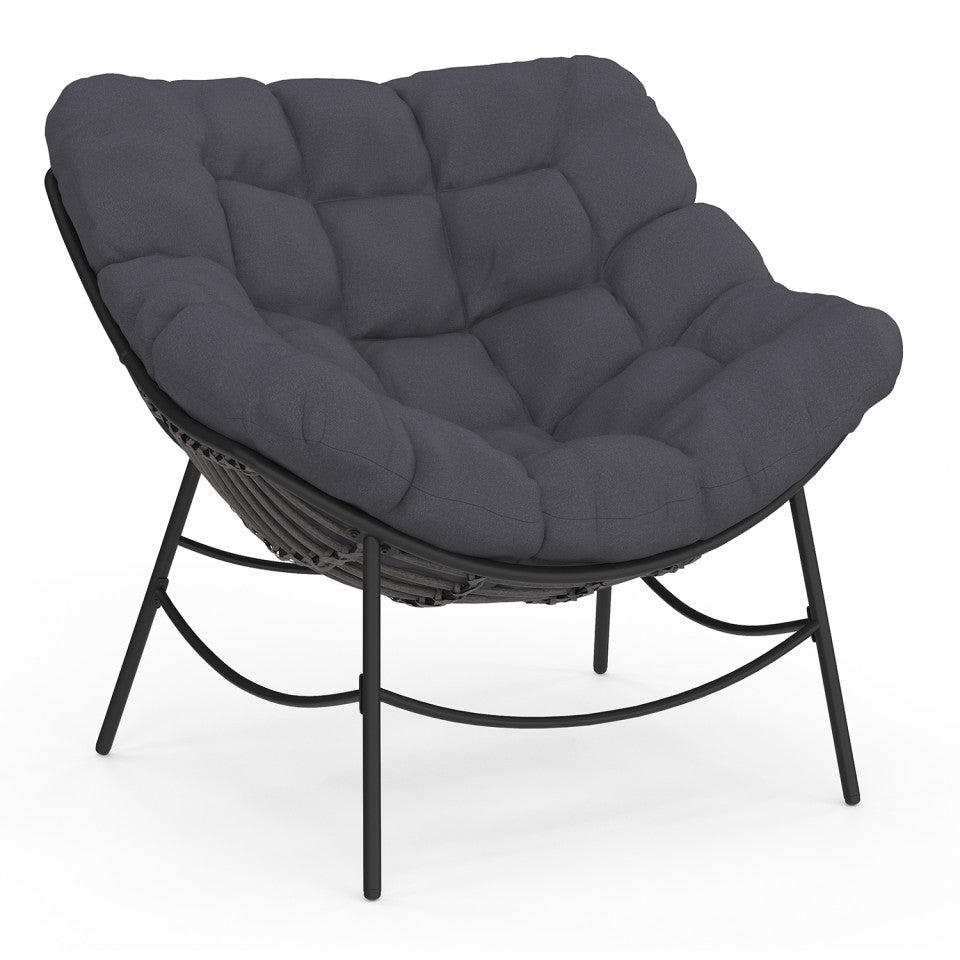 Fauteuil de jardin Lois rotin et coussin gris
