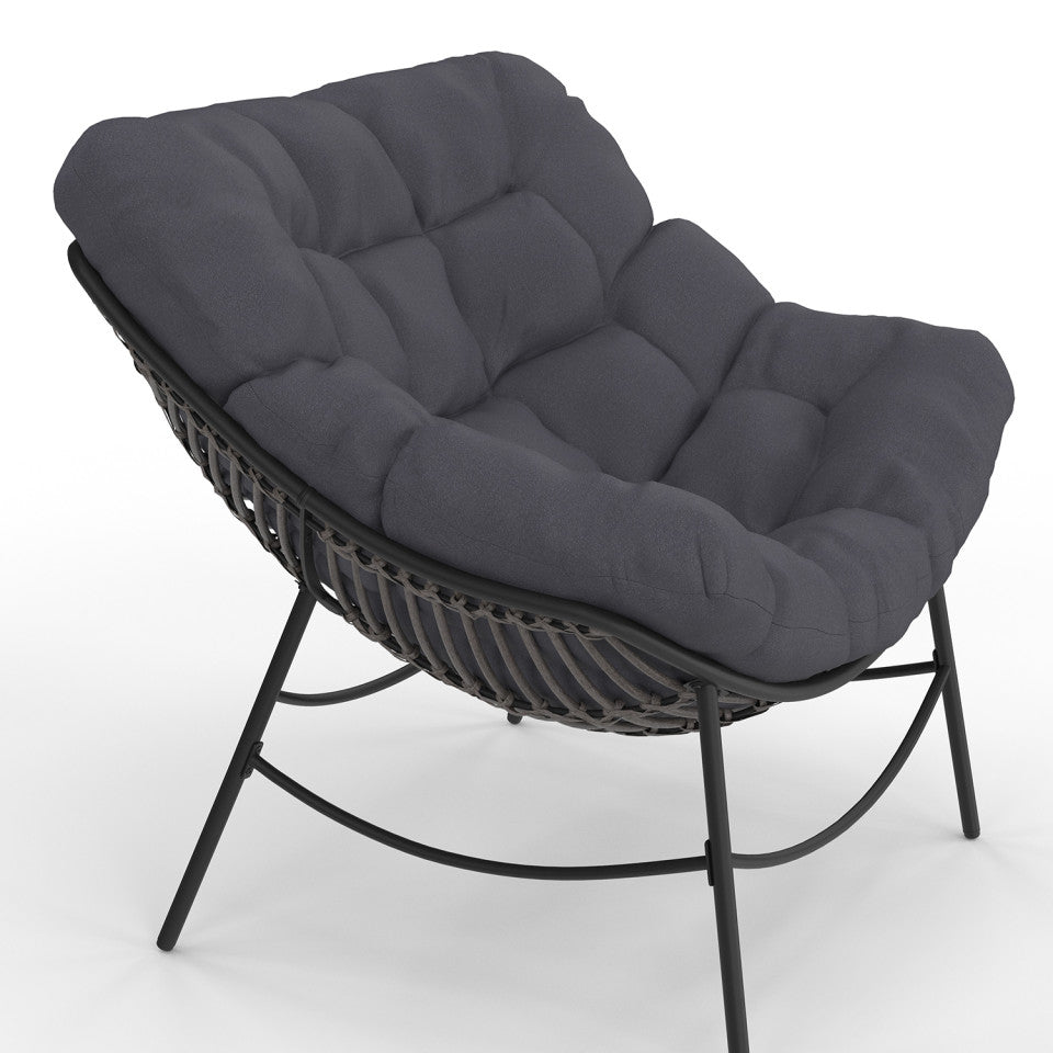Fauteuil de jardin Lois rotin et coussin gris
